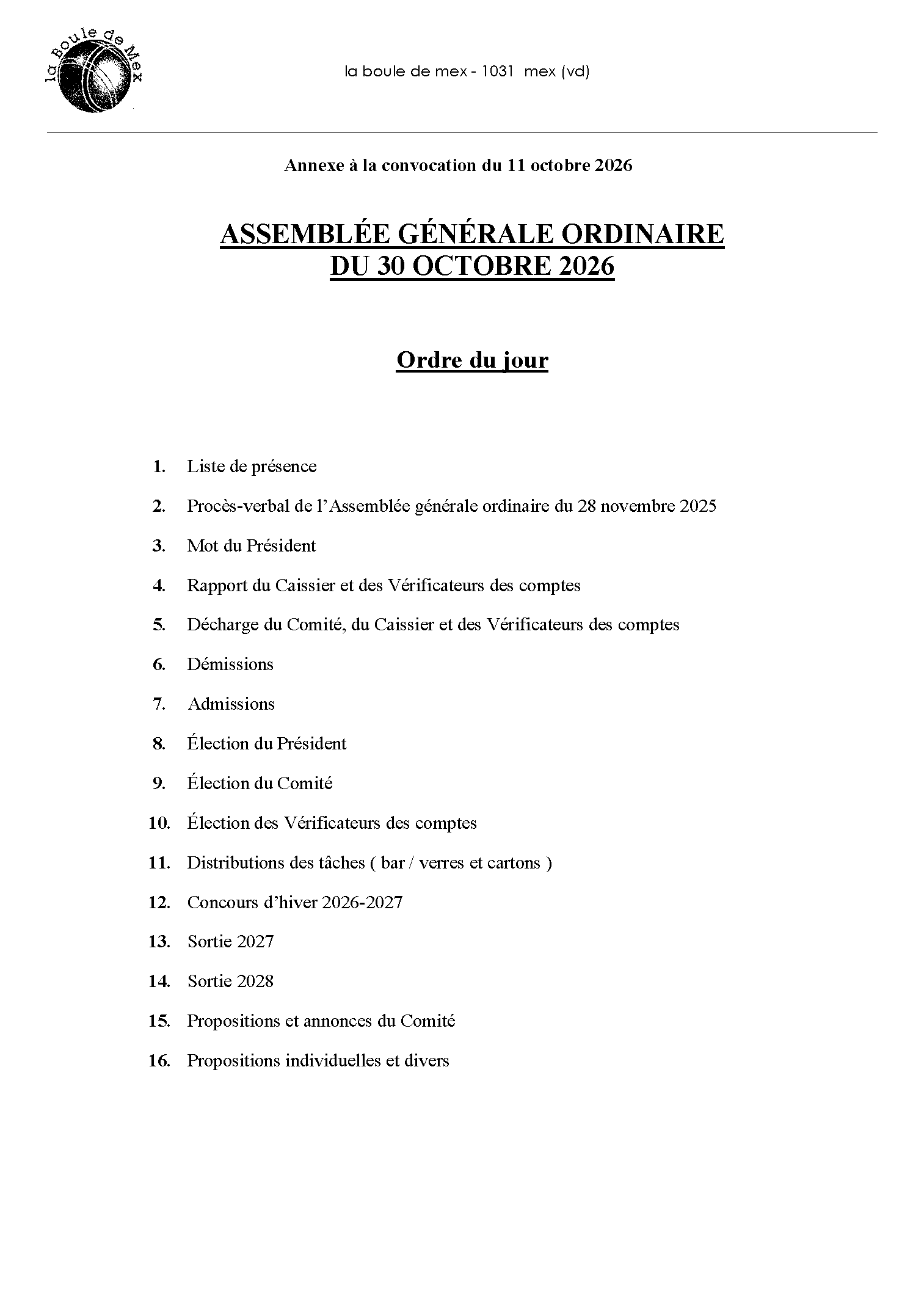L'ordre du jour